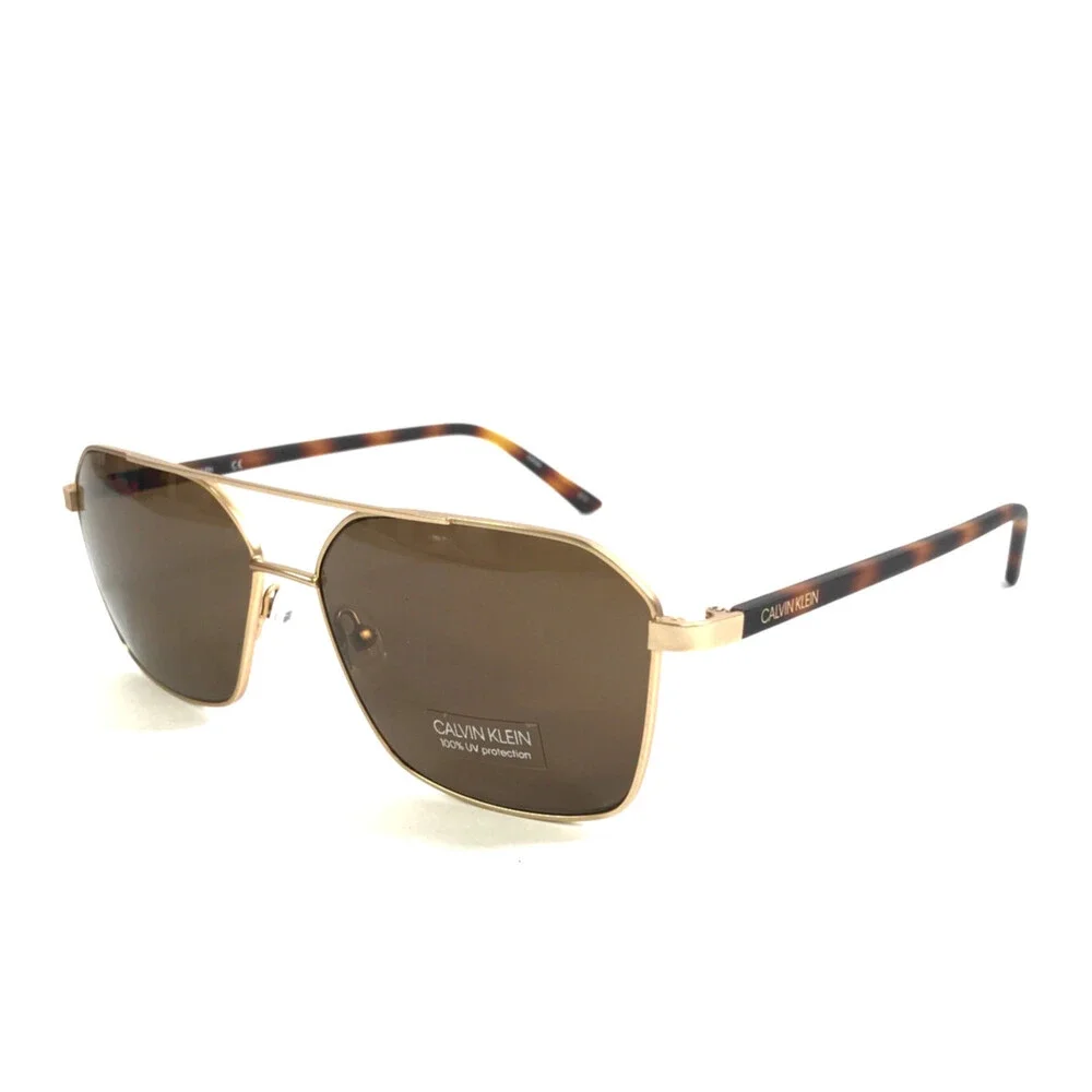 Calvin Klein Sunglasses CK20300S 717 Gold Tortoise Frames with Dark Brown Lenses